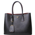PRADA Double Handle Saffiano Leather Tote Bag Black