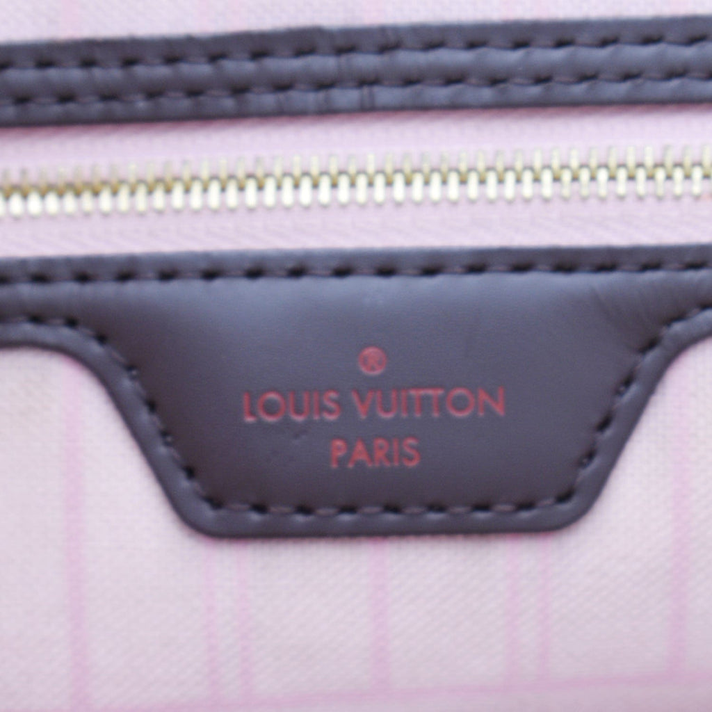 LOUIS VUITTON Neverfull MM Damier Ebene Tote Bag Brown