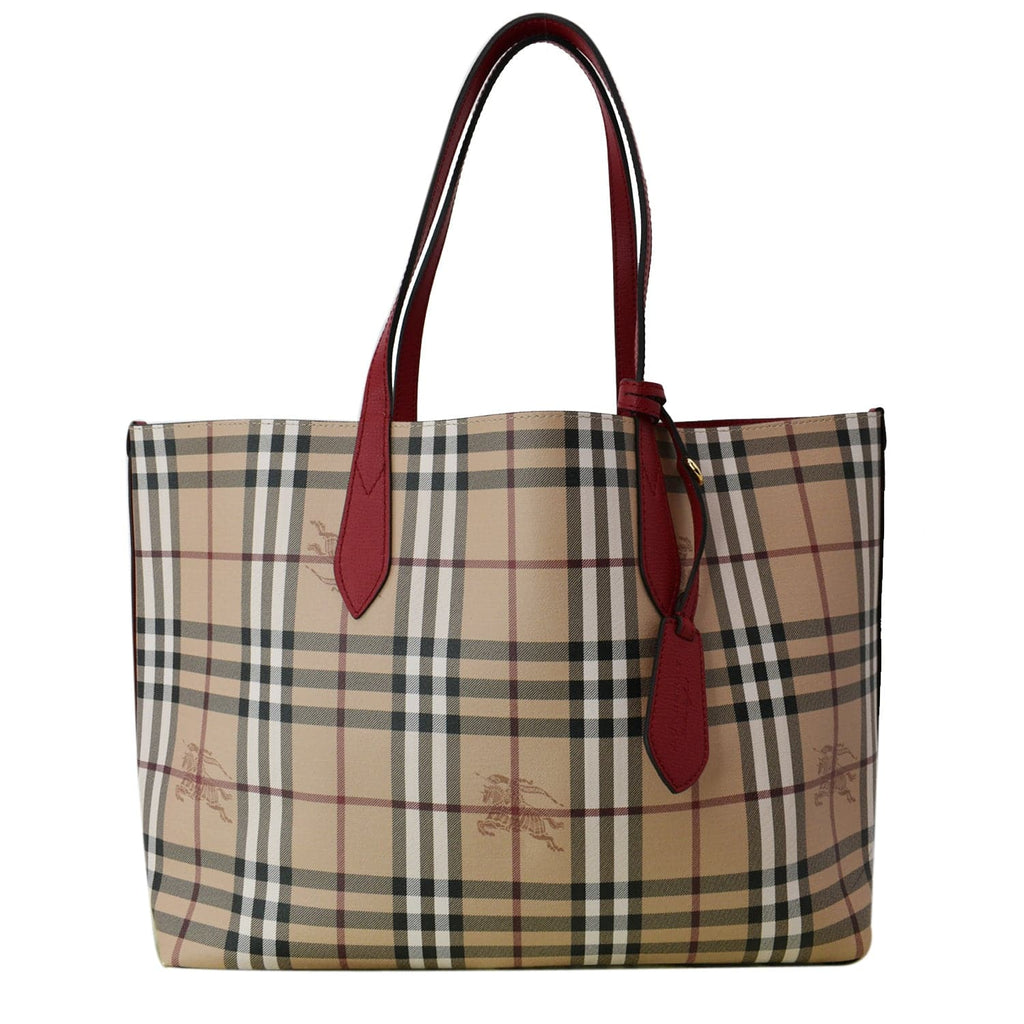 BURBERRY Reversible Haymarket Coated Canvas Tote Bag Beige
