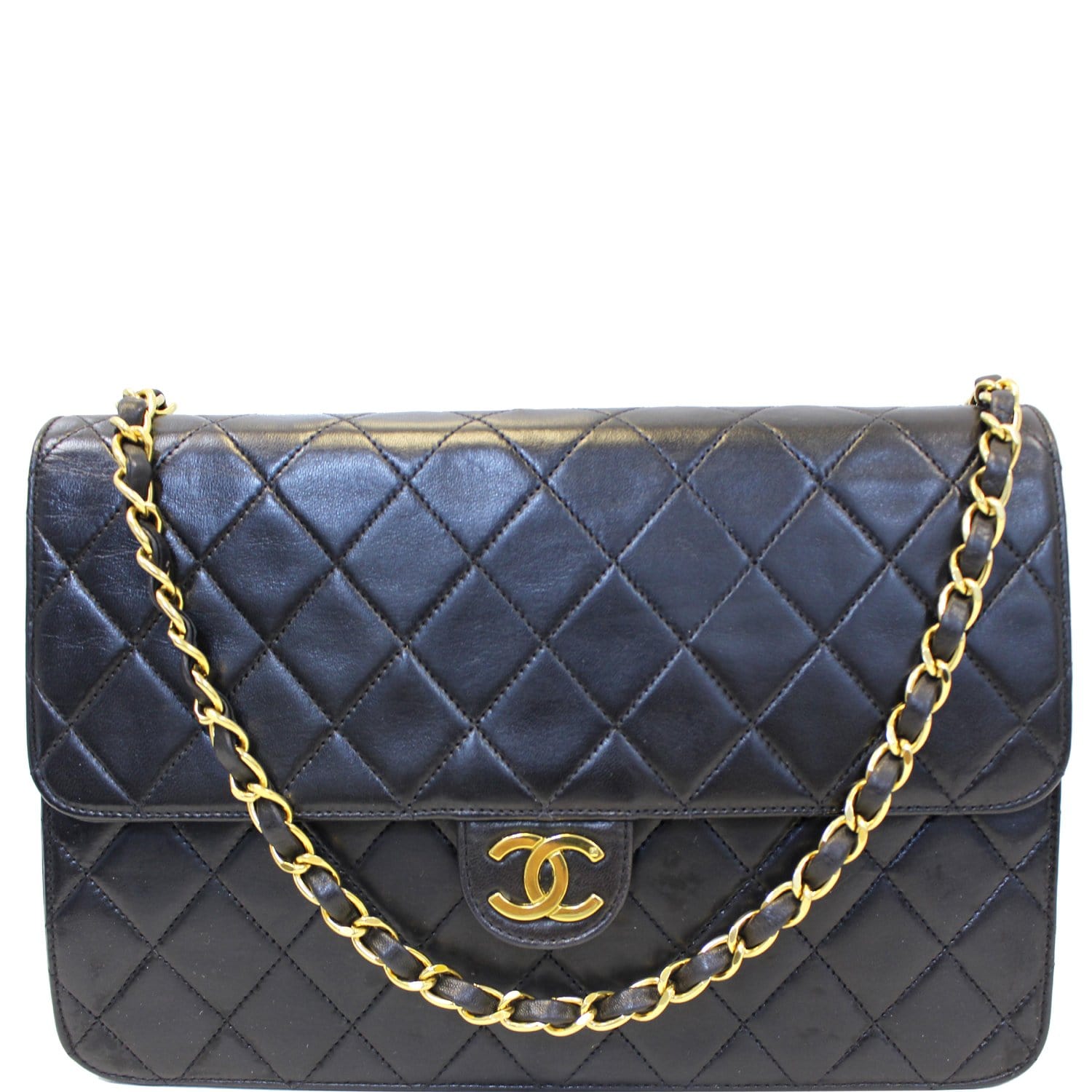 CHANEL Matelasse 25 Lambskin Leather Shoulder Bag Black