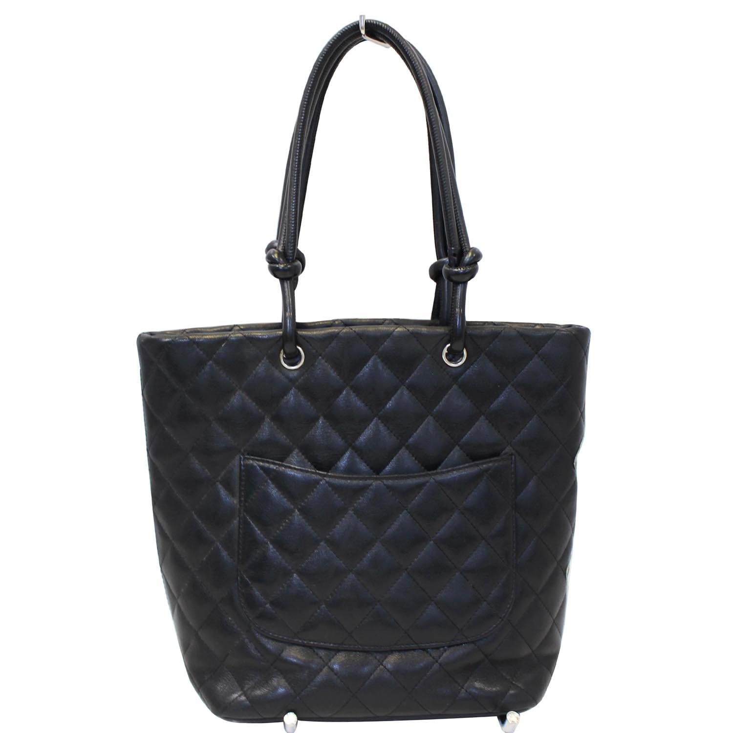 CHANEL Cambon Small Quilted Leather Tote Bag Black