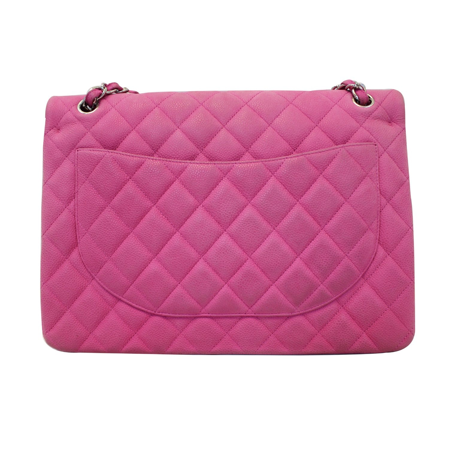 CHANEL Maxi Double Flap Caviar Leather Shoulder Bag Pink