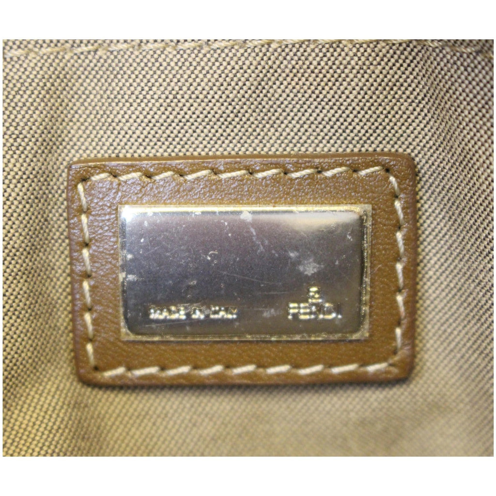 FENDI Zucca Small Canvas Shoulder Bag Beige