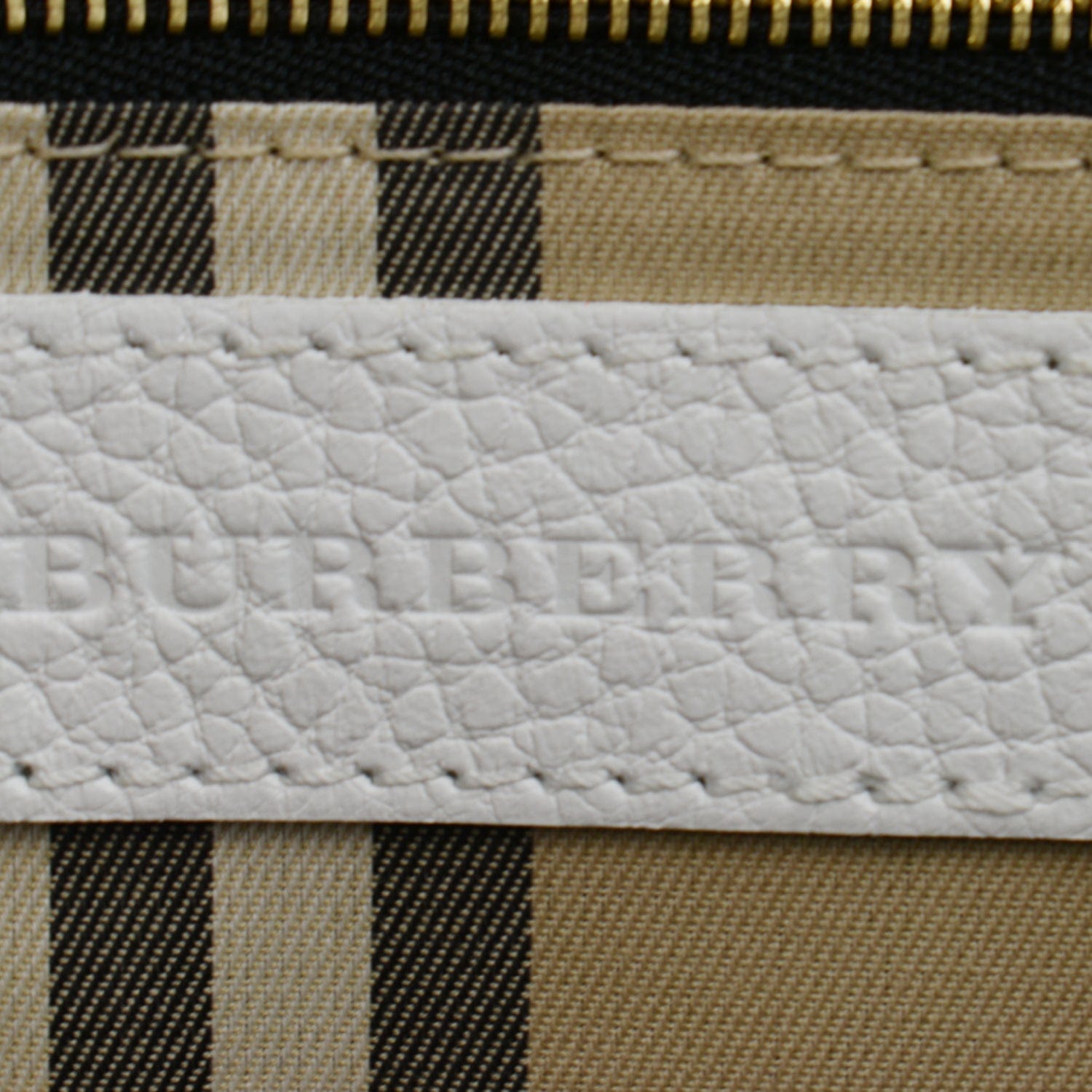 BURBERRY Grainy Leather Bowling Shoulder Bag White