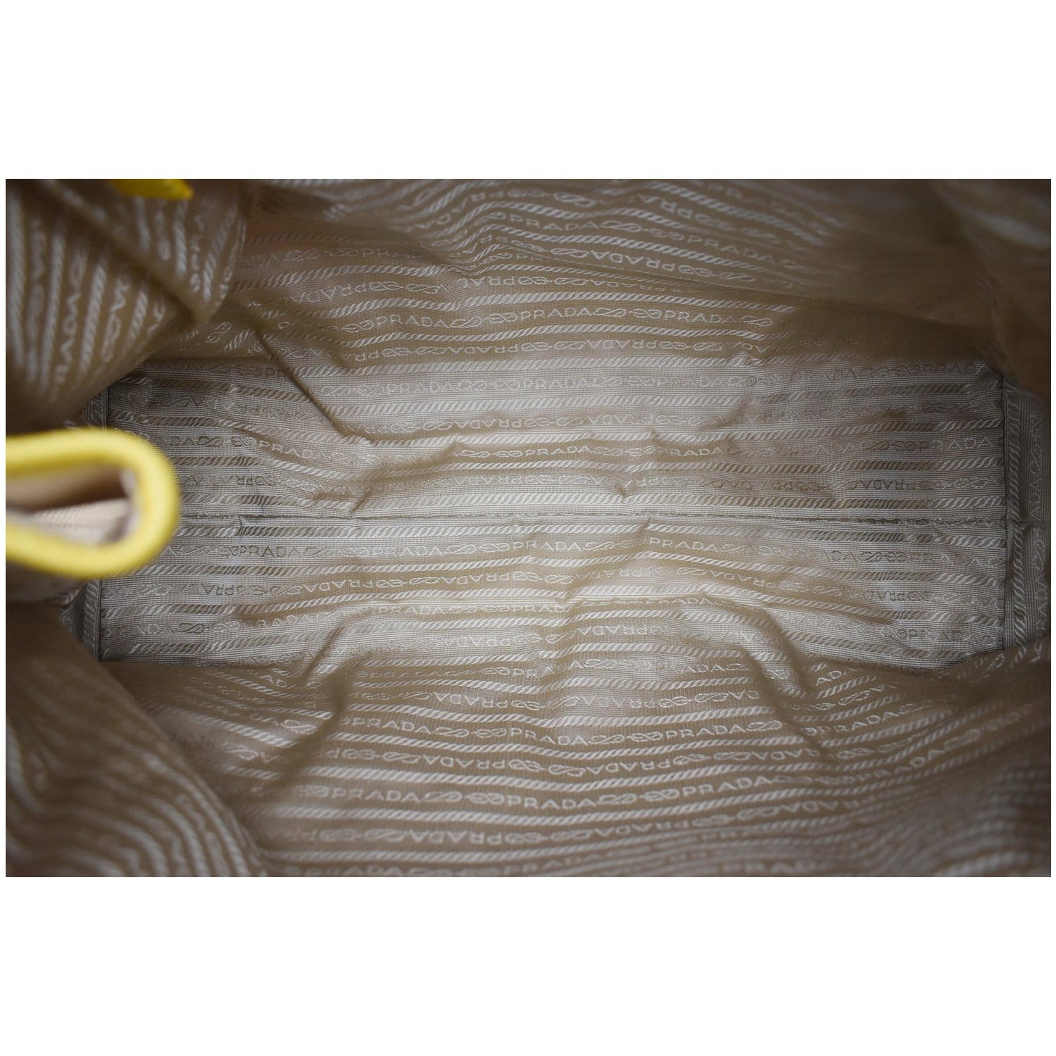 PRADA Fabric Canvas Leather Tote Bag Beige - 25% OFF