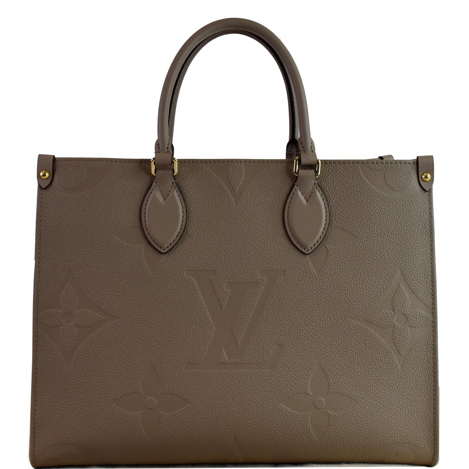 LOUIS VUITTON Onthego MM Monogram Empreinte Shoulder Bag Tourterelle