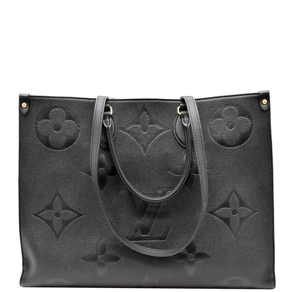 LOUIS VUITTON Onthego GM Monogram Empreinte Leather Tote Bag Black