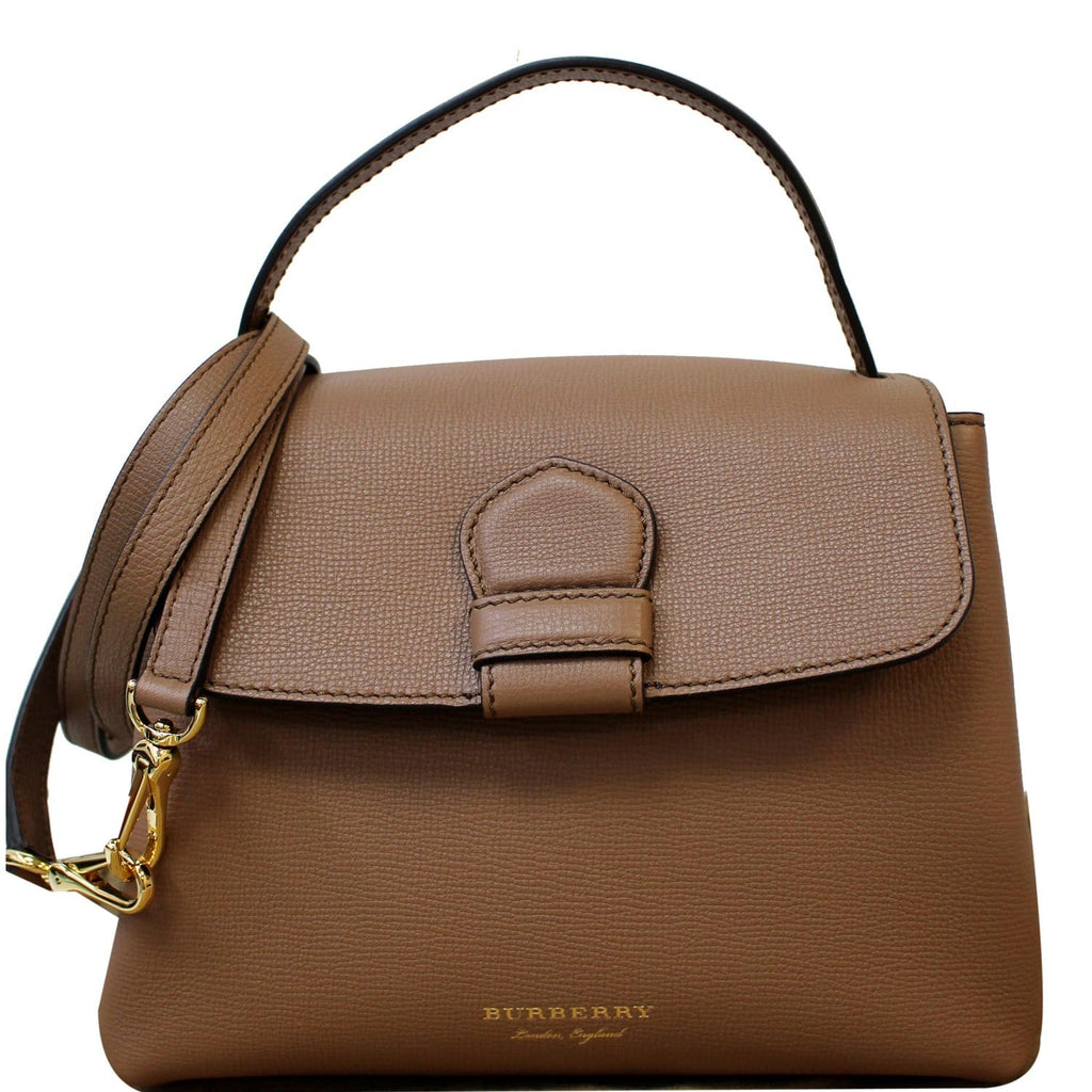 BURBERRY Camberley Small House Check Leather Shoulder Bag Beige