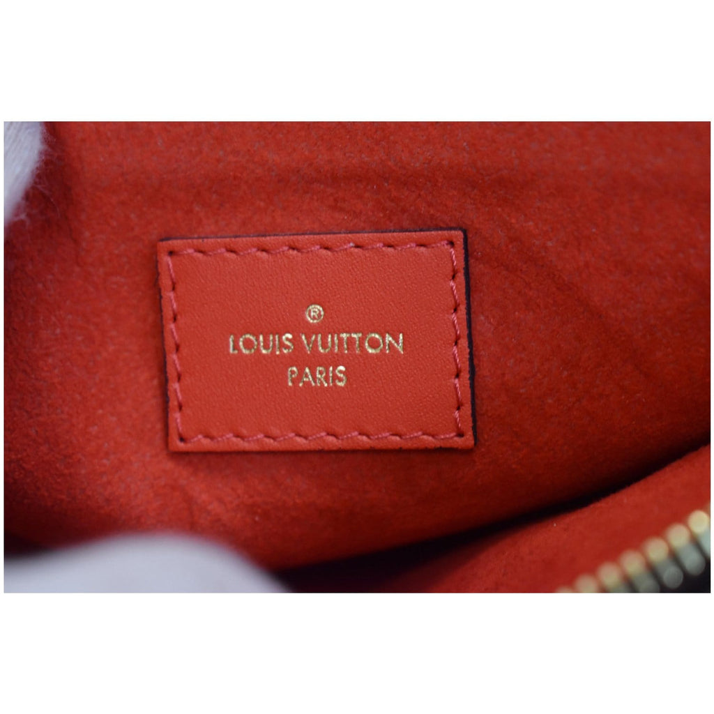 LOUIS VUITTON Flower Monogram Canvas Tote Shoulder Bag Brown/Red