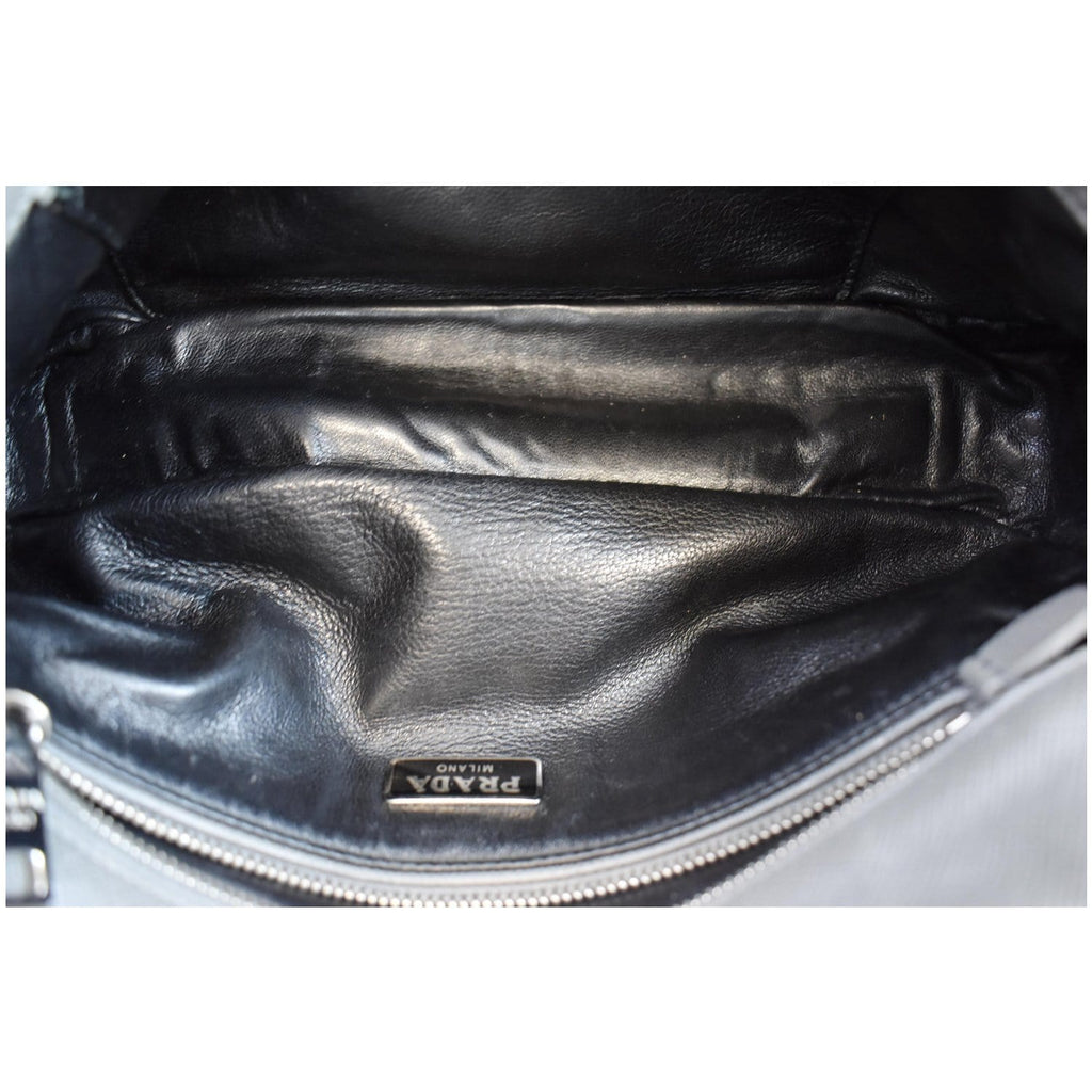 PRADA Saffiano Lux Leather Sound Shoulder Bag Light Grey