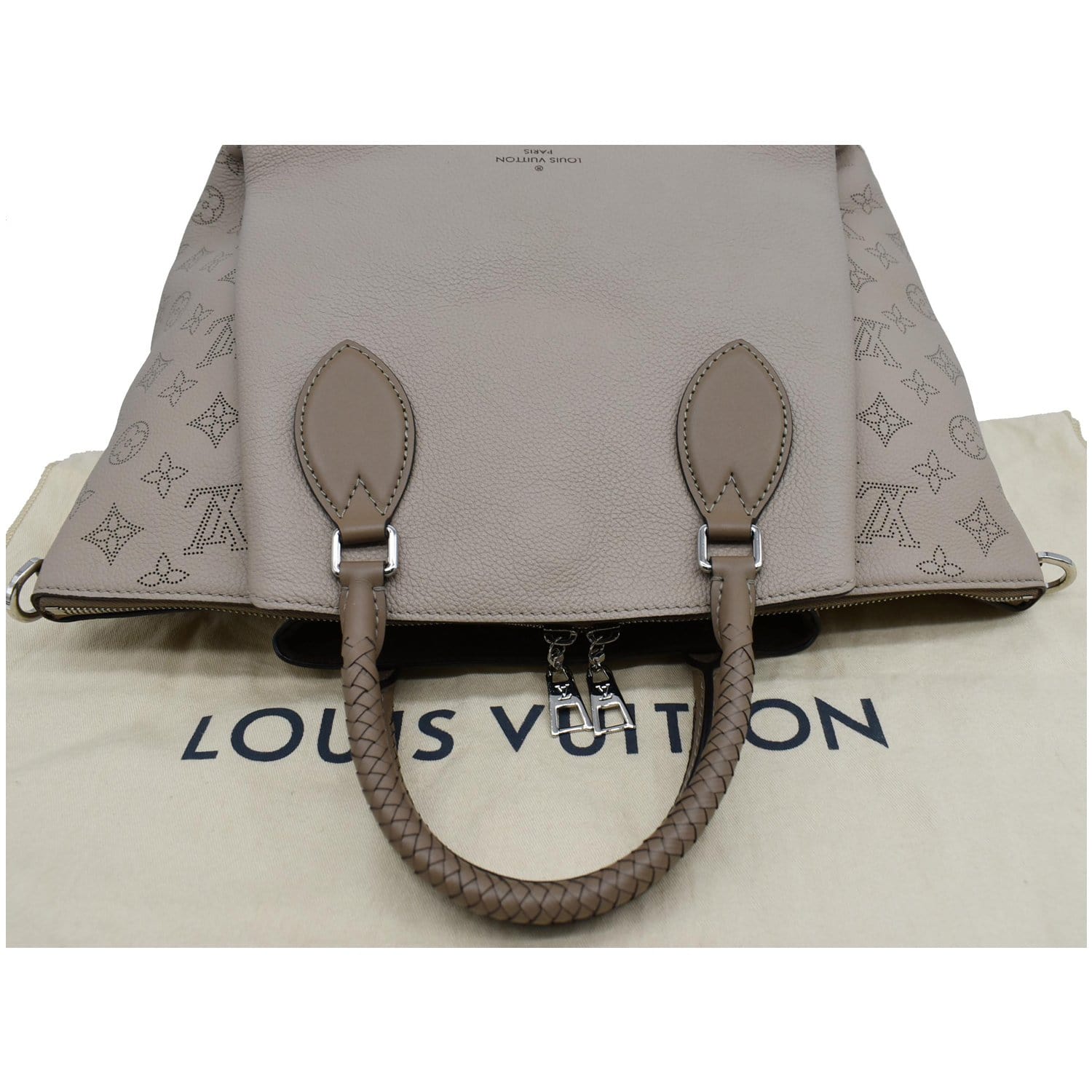 LOUIS VUITTON Haumea Mahina Calfskin Leather Shoulder Bag Galet