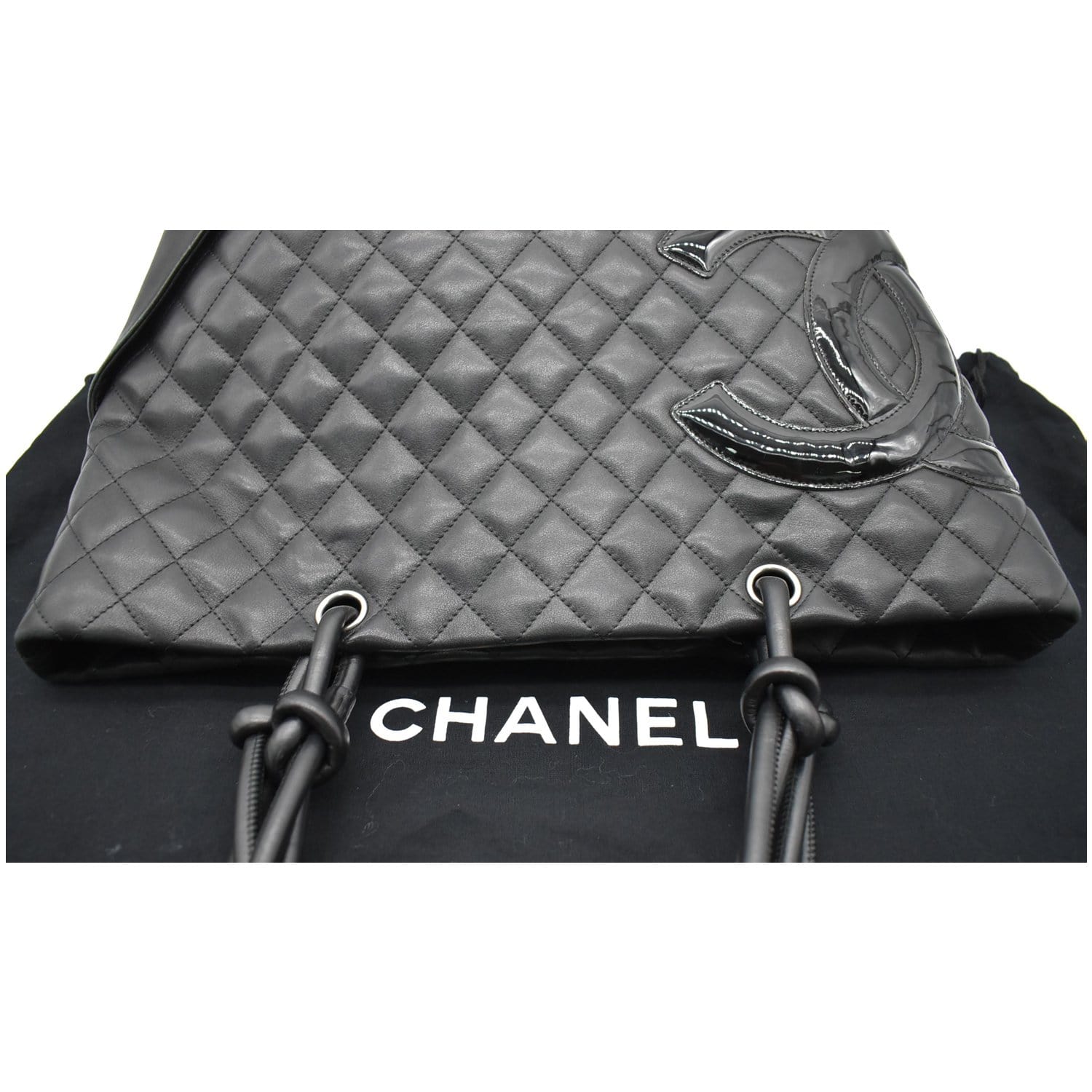 CHANEL Cambon Ligne Quilted Leather Large Tote Bag Black
