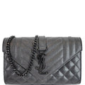YVES SAINT LAURENT Small Envelope Matelassé Leather Shoulder Bag Black