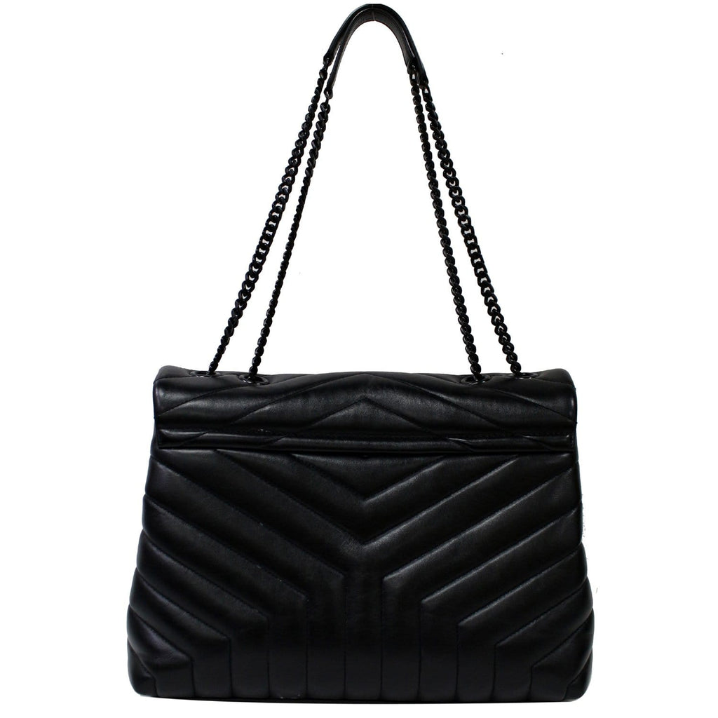 YVES SAINT LAURENT Medium Loulou Matelasse Leather Chain Shoulder Bag Black