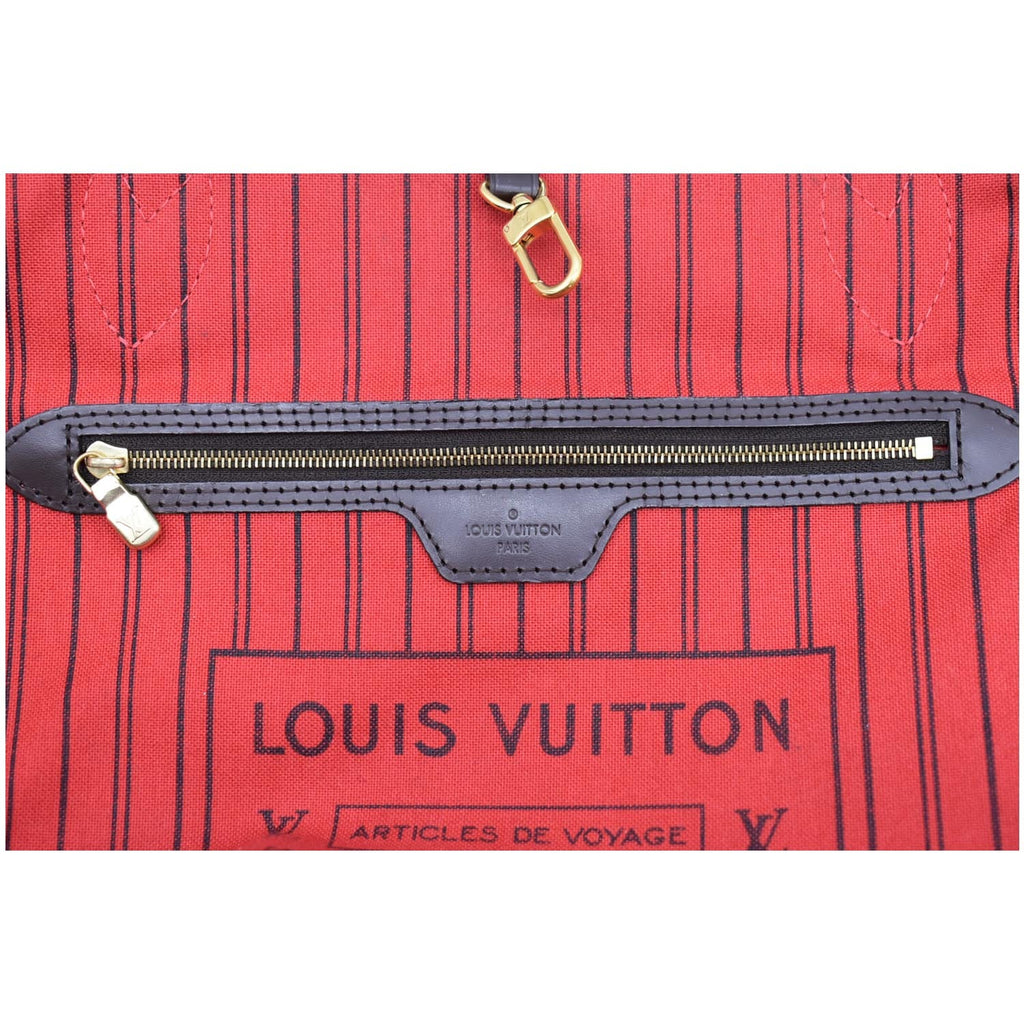 LOUIS VUITTON Neverfull MM Damier Ebene Tote Bag Brown