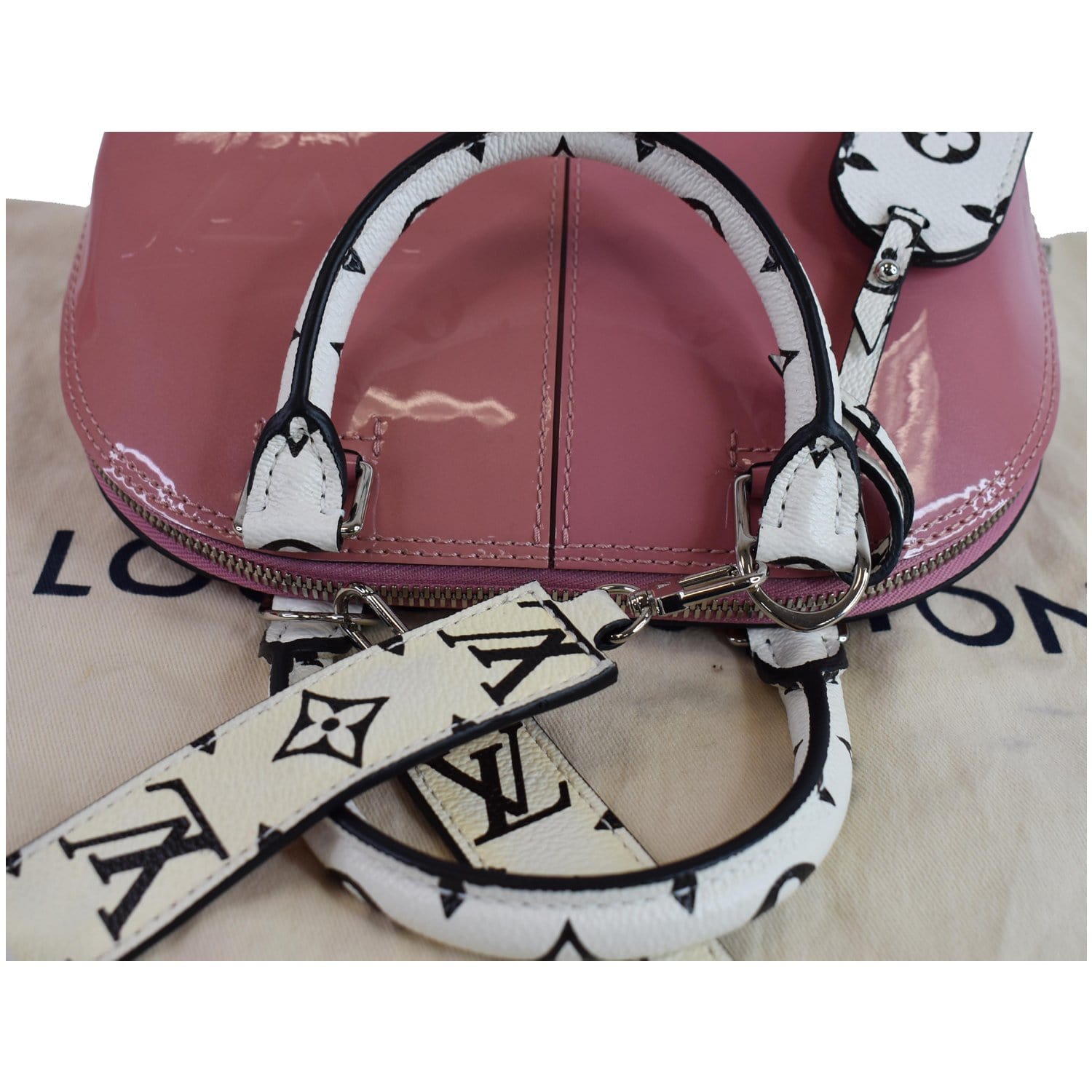 LOUIS VUITTON Alma BB Patent Leather Shoulder Bag Rose Blush