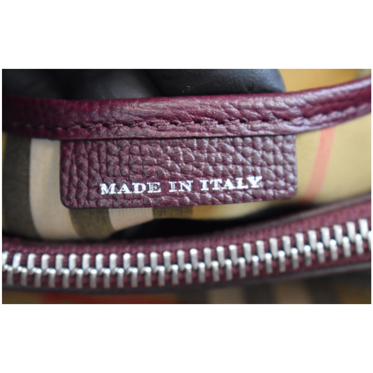 BURBERRY Medium Banner Derby Leather Tote Shoulder Bag Red