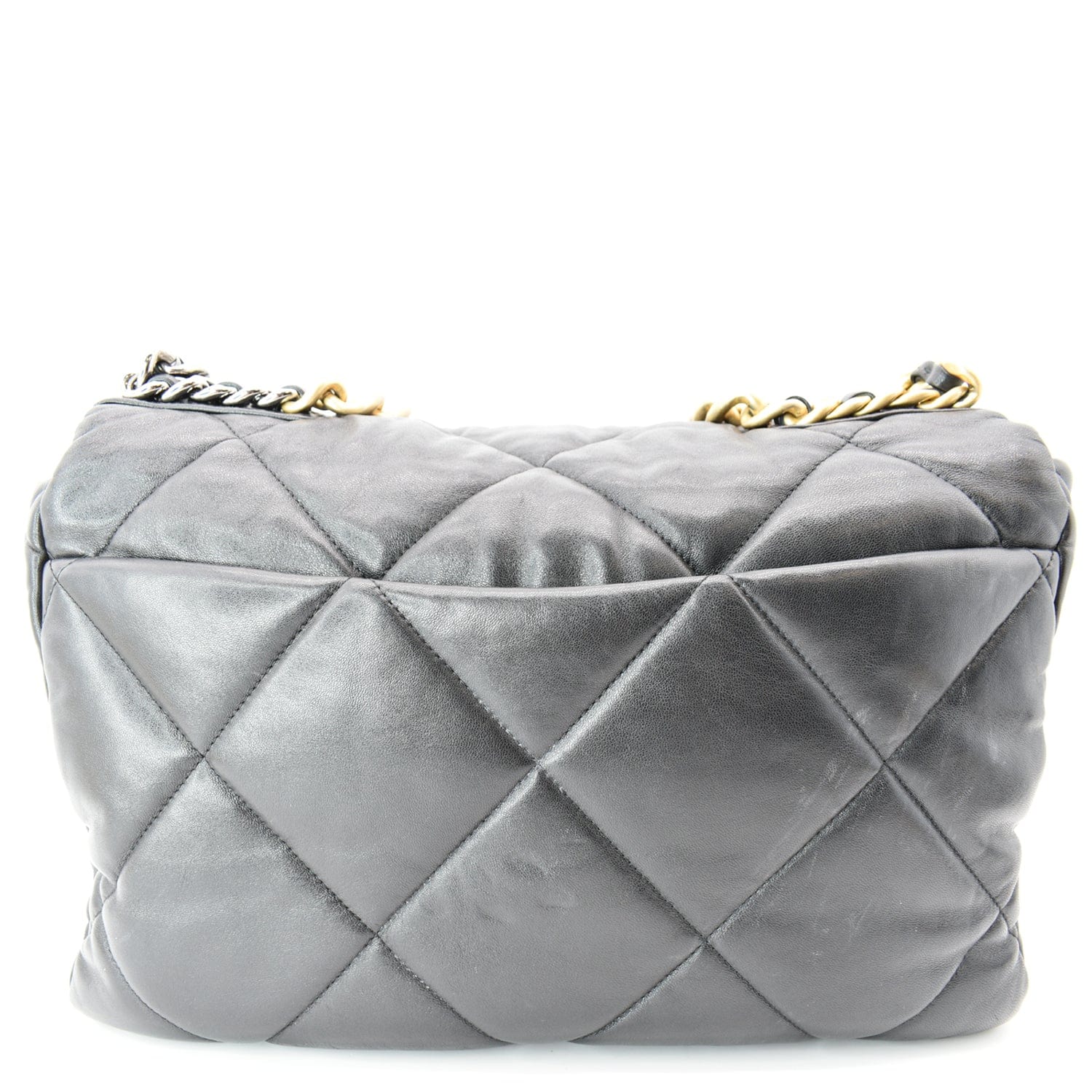 CHANEL 19 Large Flap Quilted Lambskin Leather Shoulder Bag Black