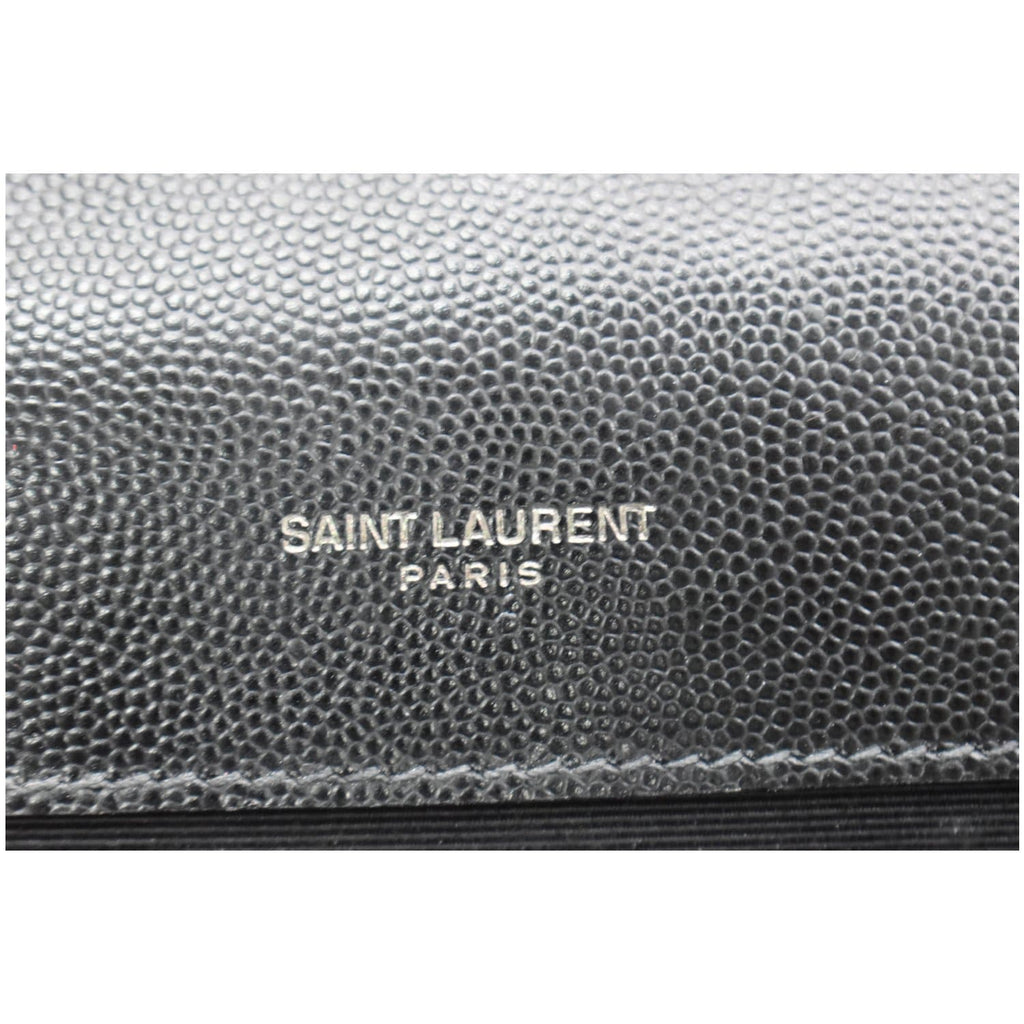 YVES SAINT LAURENT Envelope Large Grain De Poudre Leather Shoulder Bag Black