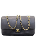 CHANEL Classic Pure Caviar Medium Double Flap Leather Shoulder Bag Black