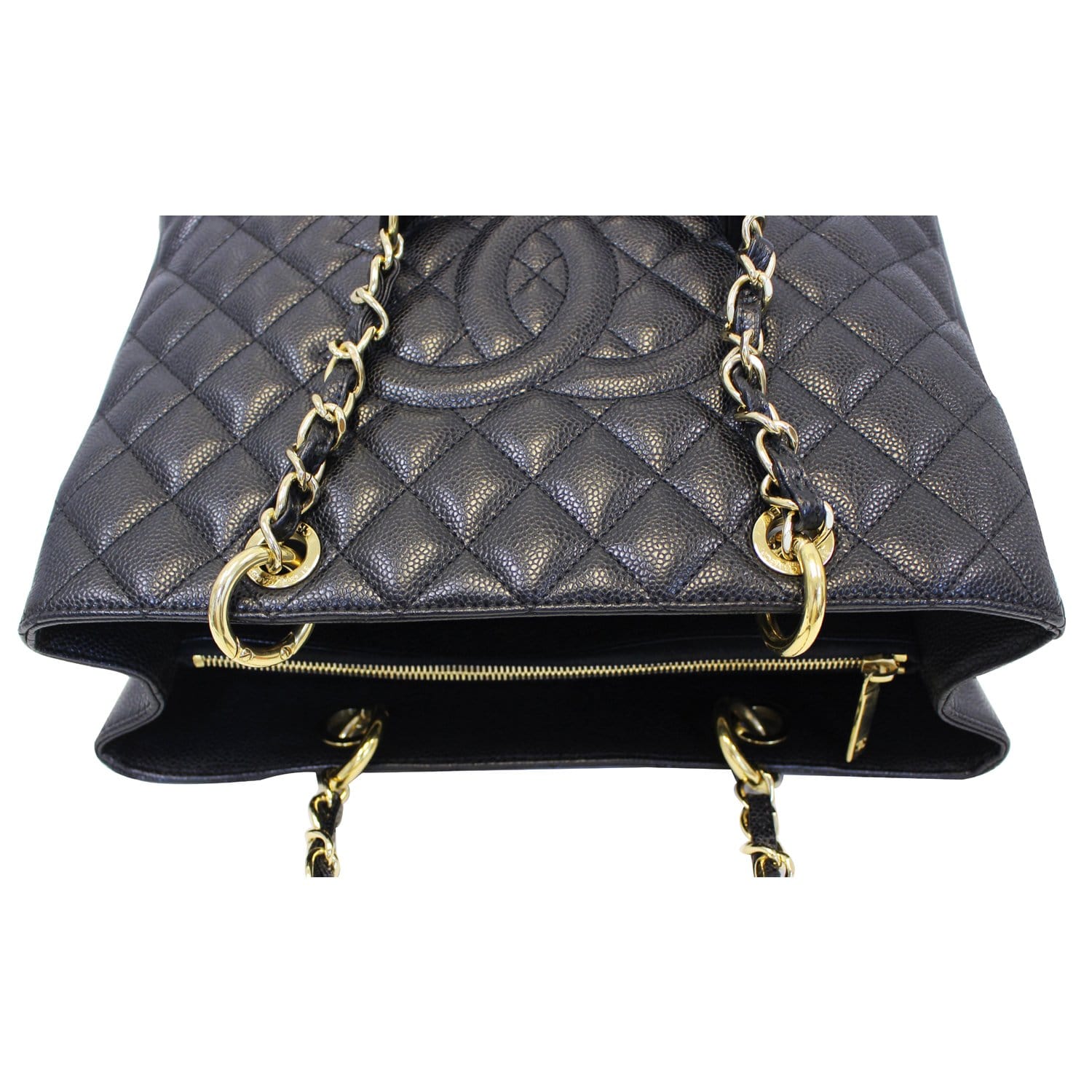 CHANEL Grand Shopping Caviar Leather Tote Bag Black