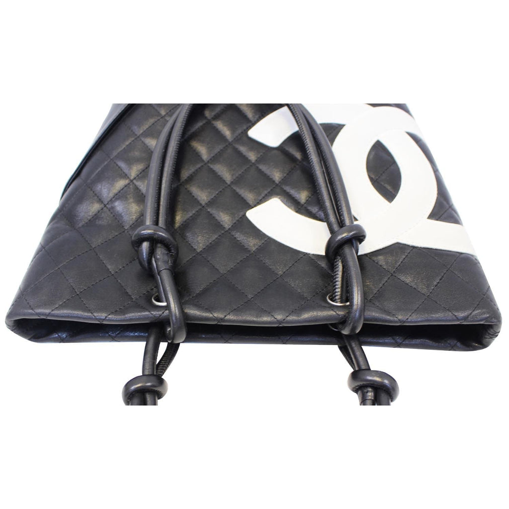 CHANEL Cambon Small Quilted Leather Tote Bag Black