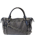 BURBERRY Studded Leather Satchel Shoulder Bag Black