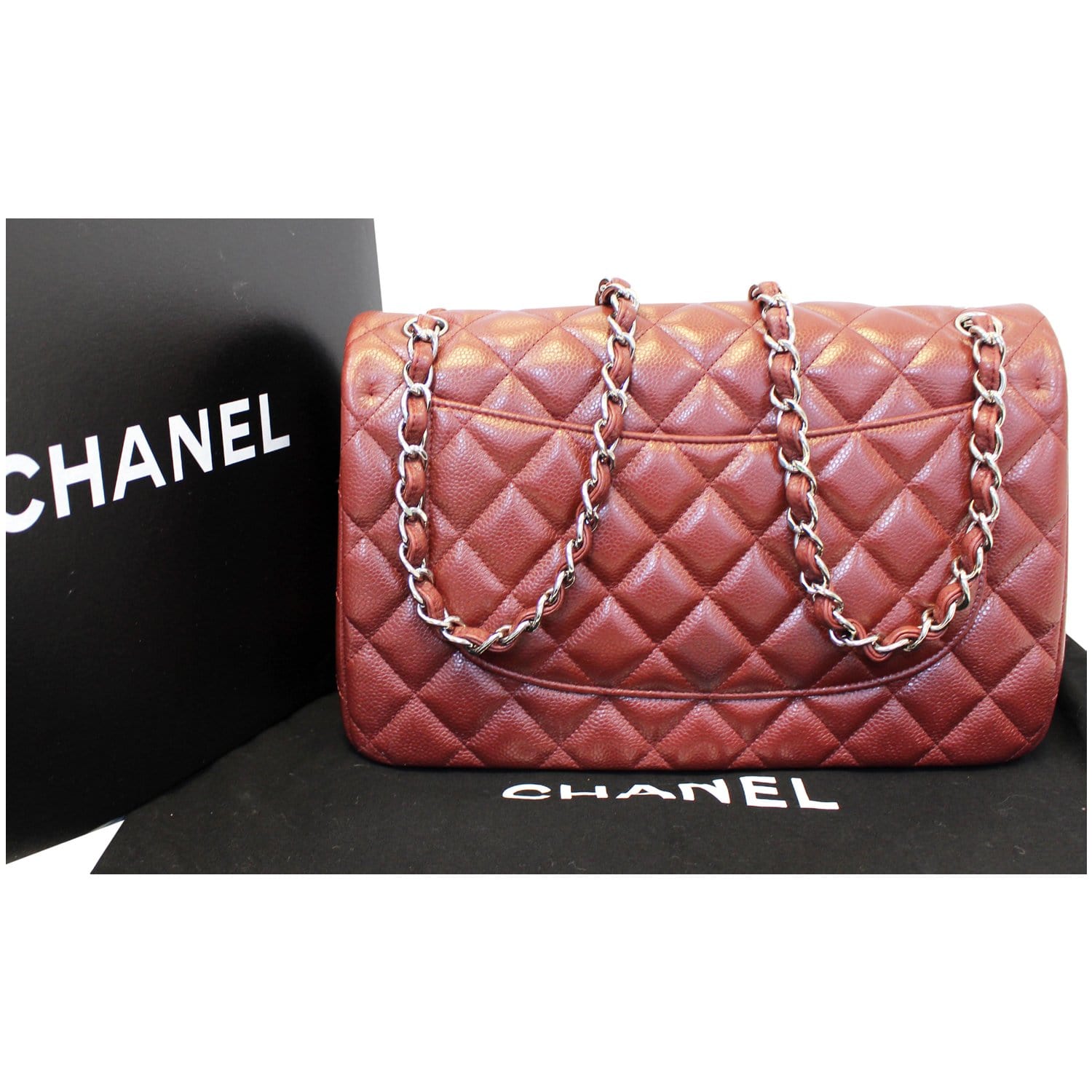 Chanel Jumbo Double Flap Caviar Quilted Shoulder bag Red
