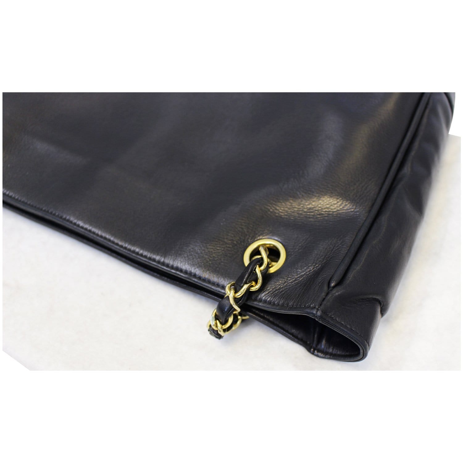 CHANEL Black Lambskin Tote Shoulder Bag Vintage