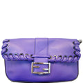 FENDI Baguette Whipstitch Trimmed Leather Shoulder Bag Purple