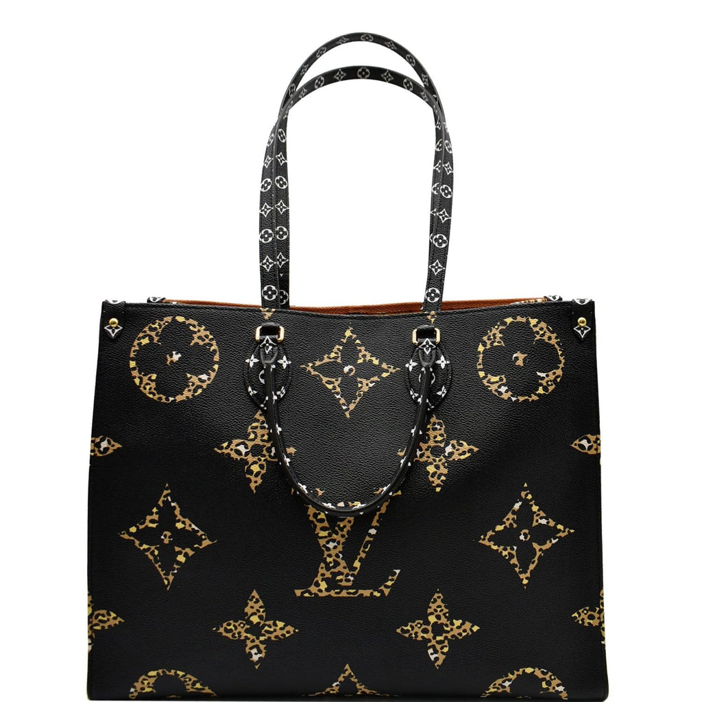LOUIS VUITTON Onthego Jungle GM Giant Monogram Canvas Tote Shoulder Bag Black