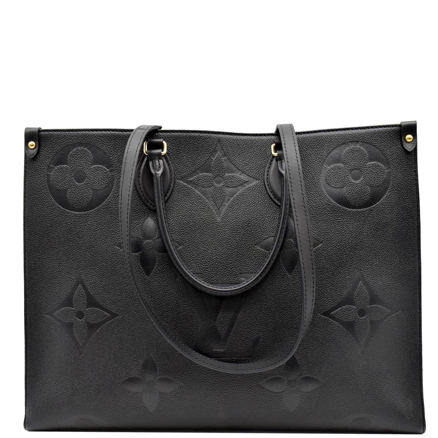 LOUIS VUITTON Onthego GM Monogram Empreinte Leather Tote Bag Black