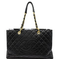 CHANEL XL Grand Quilted Caviar Leather Shopping Tote Bag Black