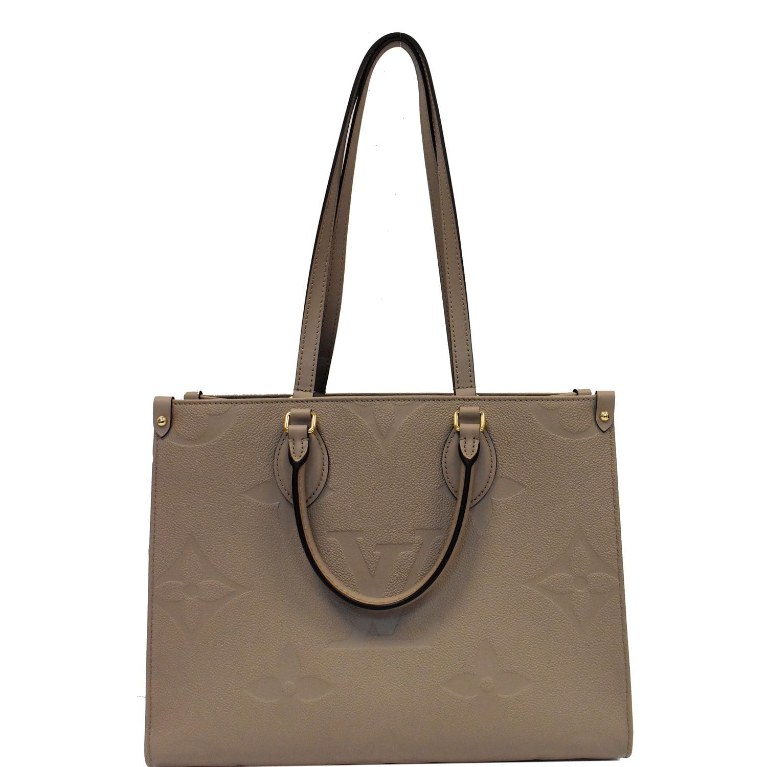 LOUIS VUITTON Onthego MM Monogram Empreinte Shoulder Bag Tourterelle