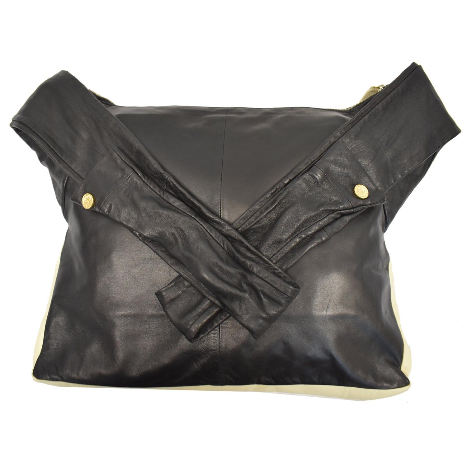 CHANEL Girl Large Lambskin Shoulder Bag Beige/Black