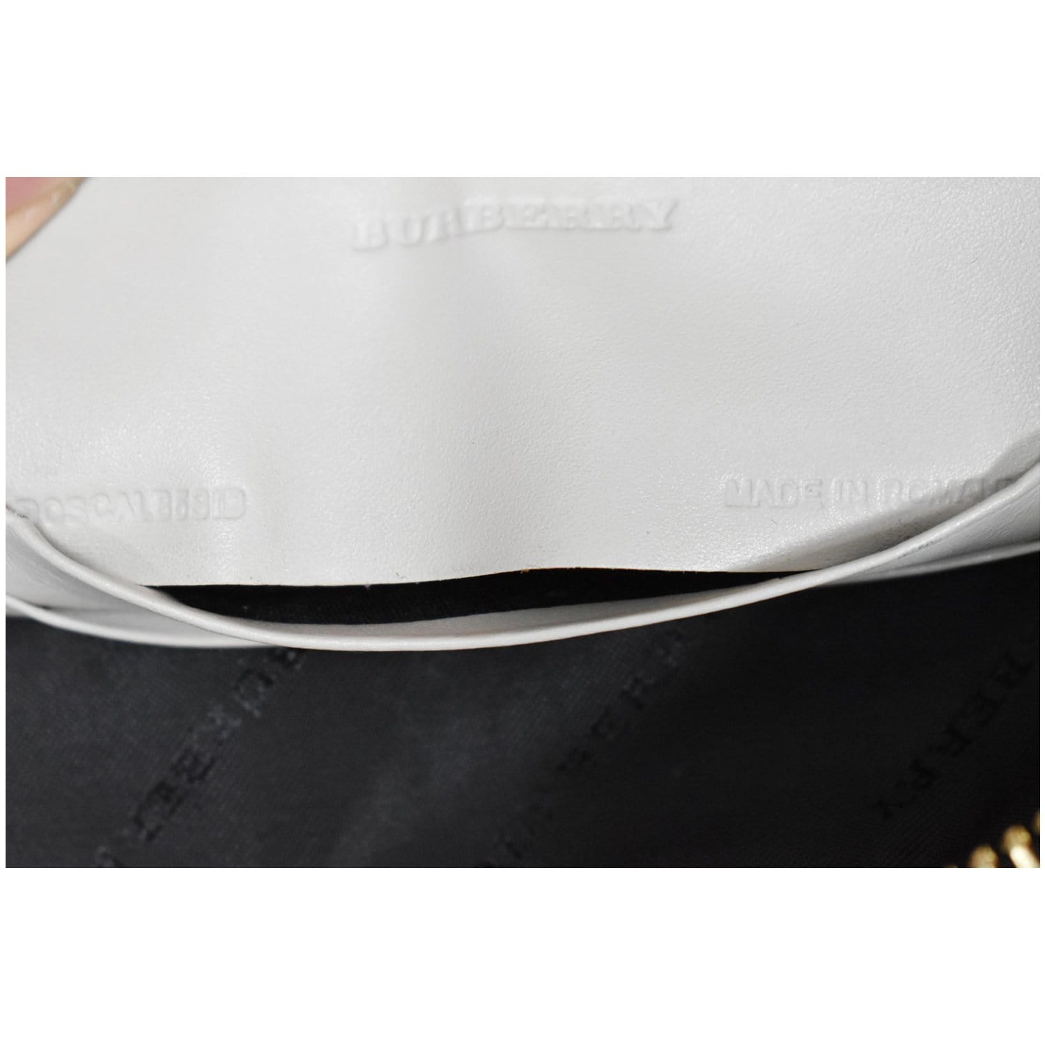 BURBERRY Chichester Embossed Leather Crossbody Clutch Bag White