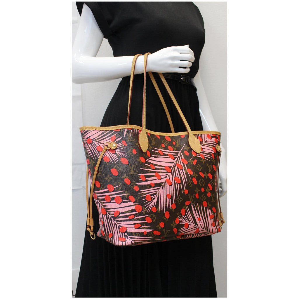 LOUIS VUITTON Neverfull MM Monogram Jungle Dot Shoulder Bag Brown