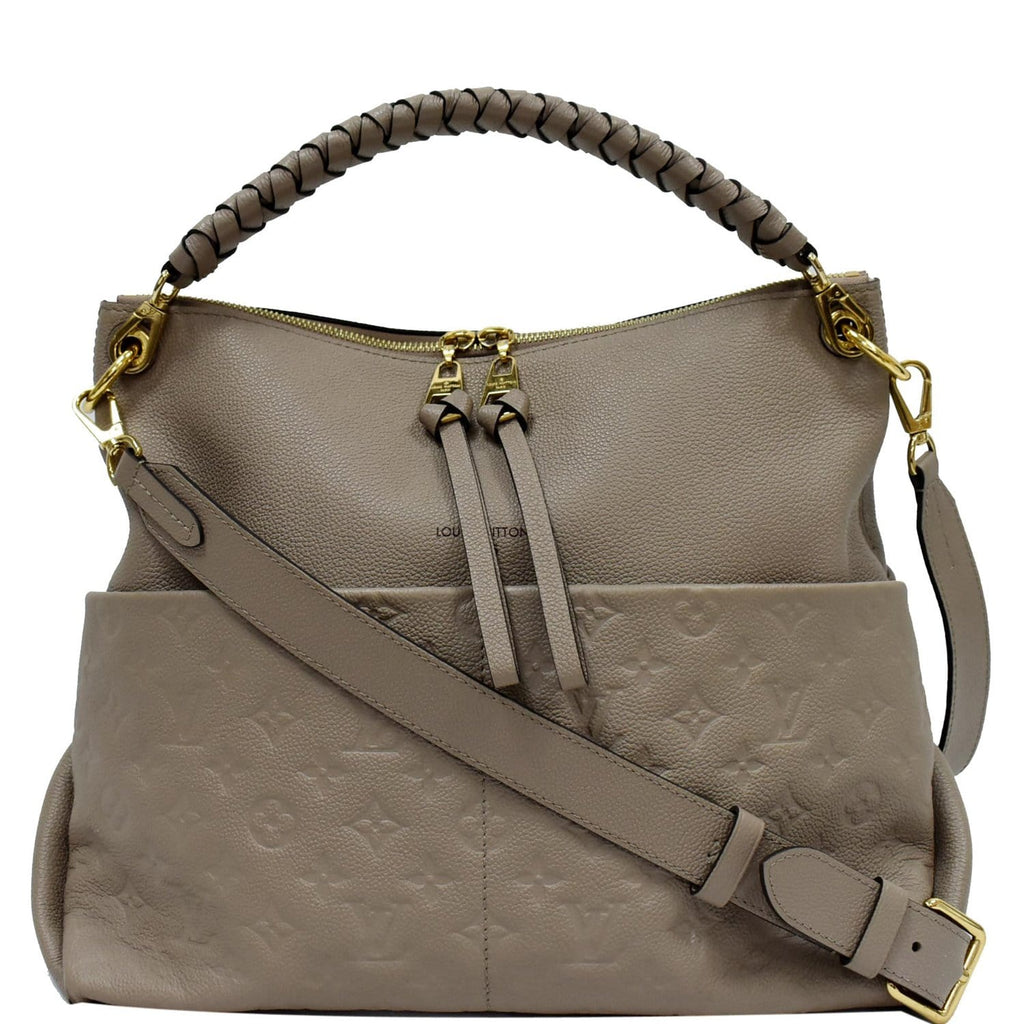 LOUIS VUITTON Maida Monogram Empreinte Leather Hobo Shoulder Bag Tourterelle