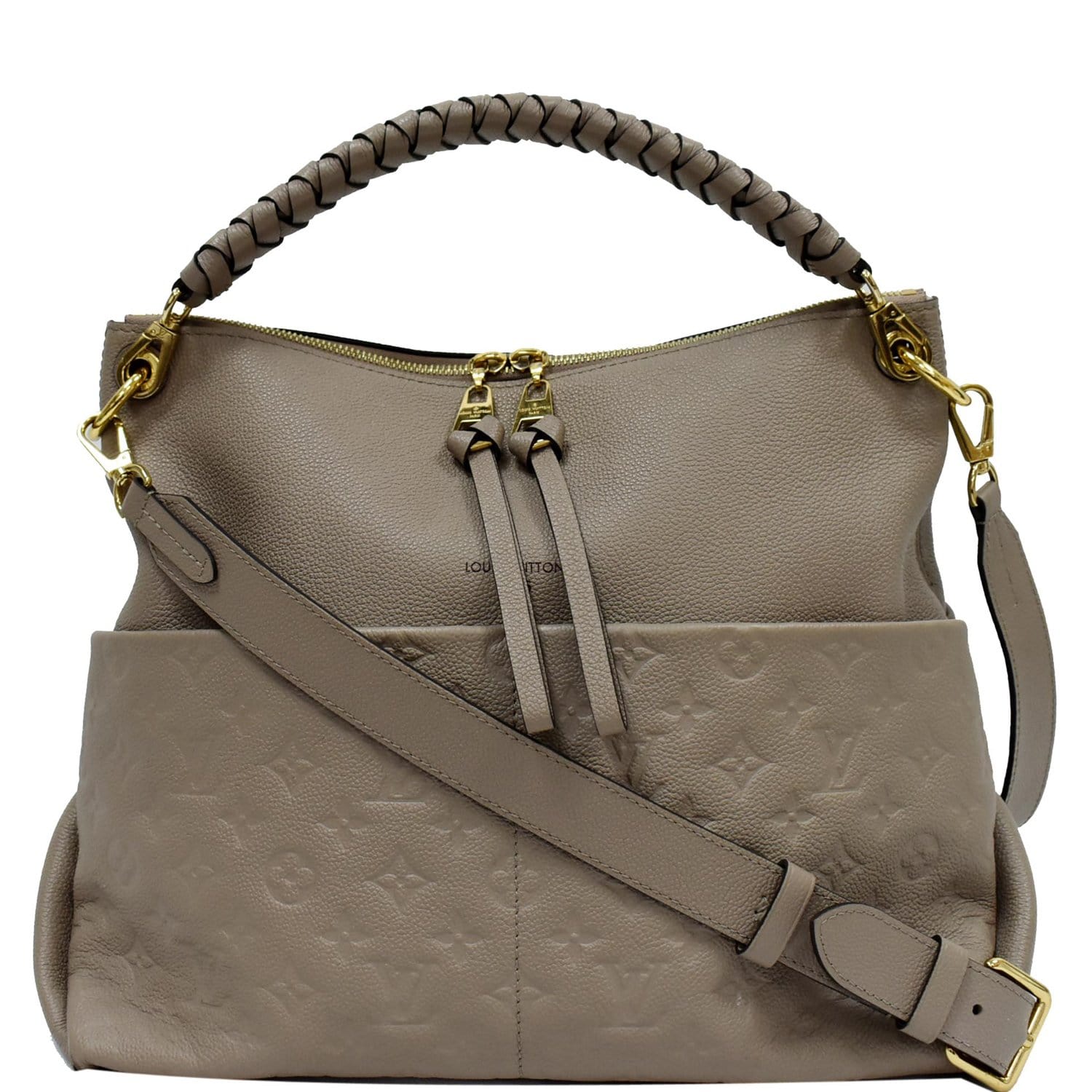 LOUIS VUITTON Maida Monogram Empreinte Leather Hobo Shoulder Bag Tourterelle