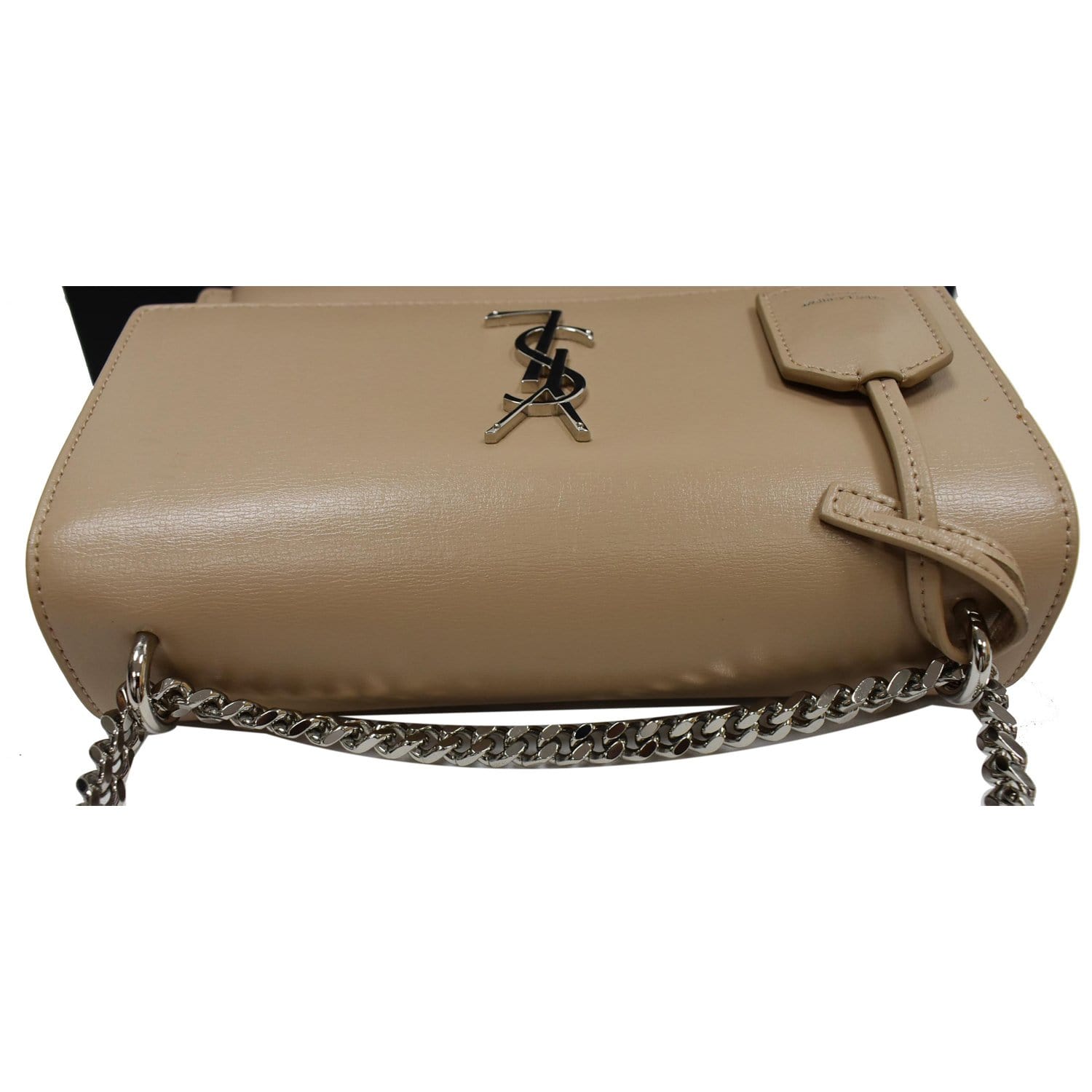 YVES SAINT LAURENT Monogram Sunset Medium Leather Shoulder Bag Beige