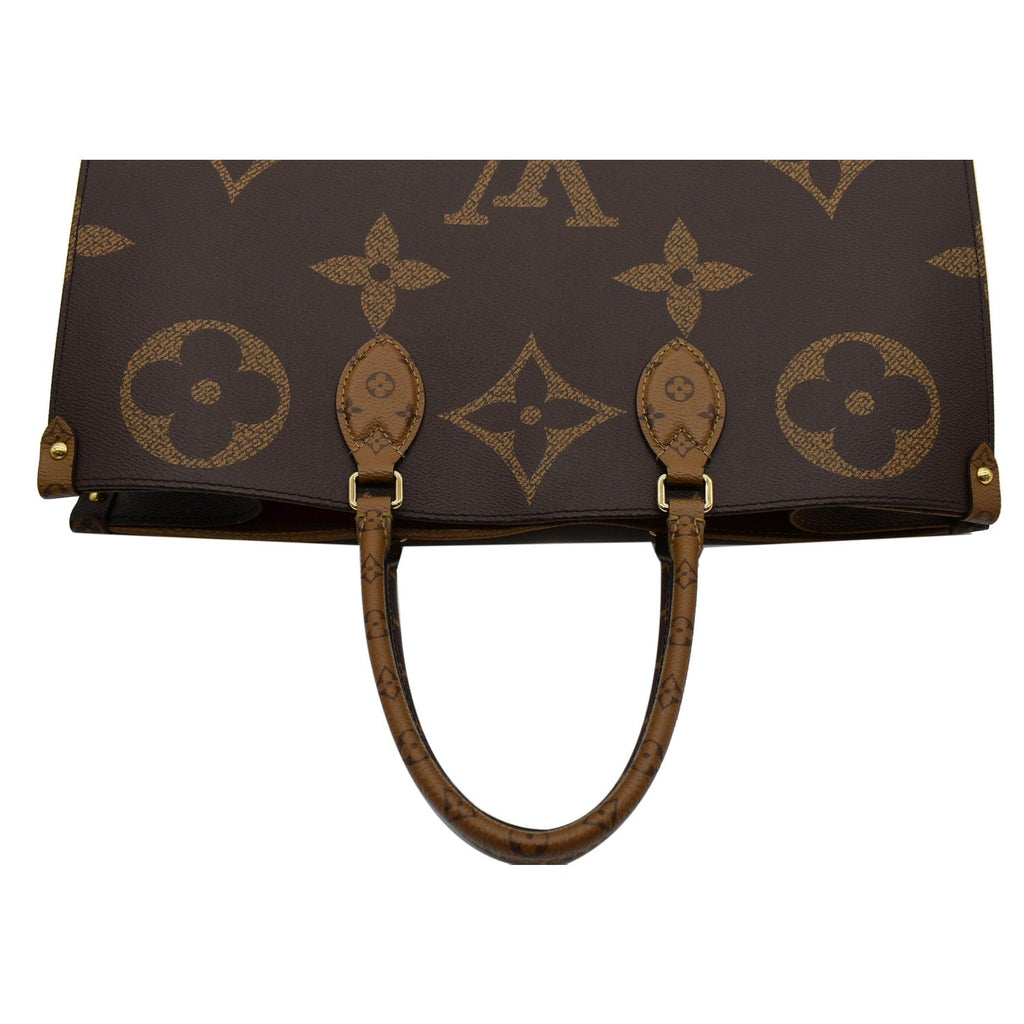 LOUIS VUITTON Onthego GM Giant Monogram Canvas Tote Shoulder Bag Brown