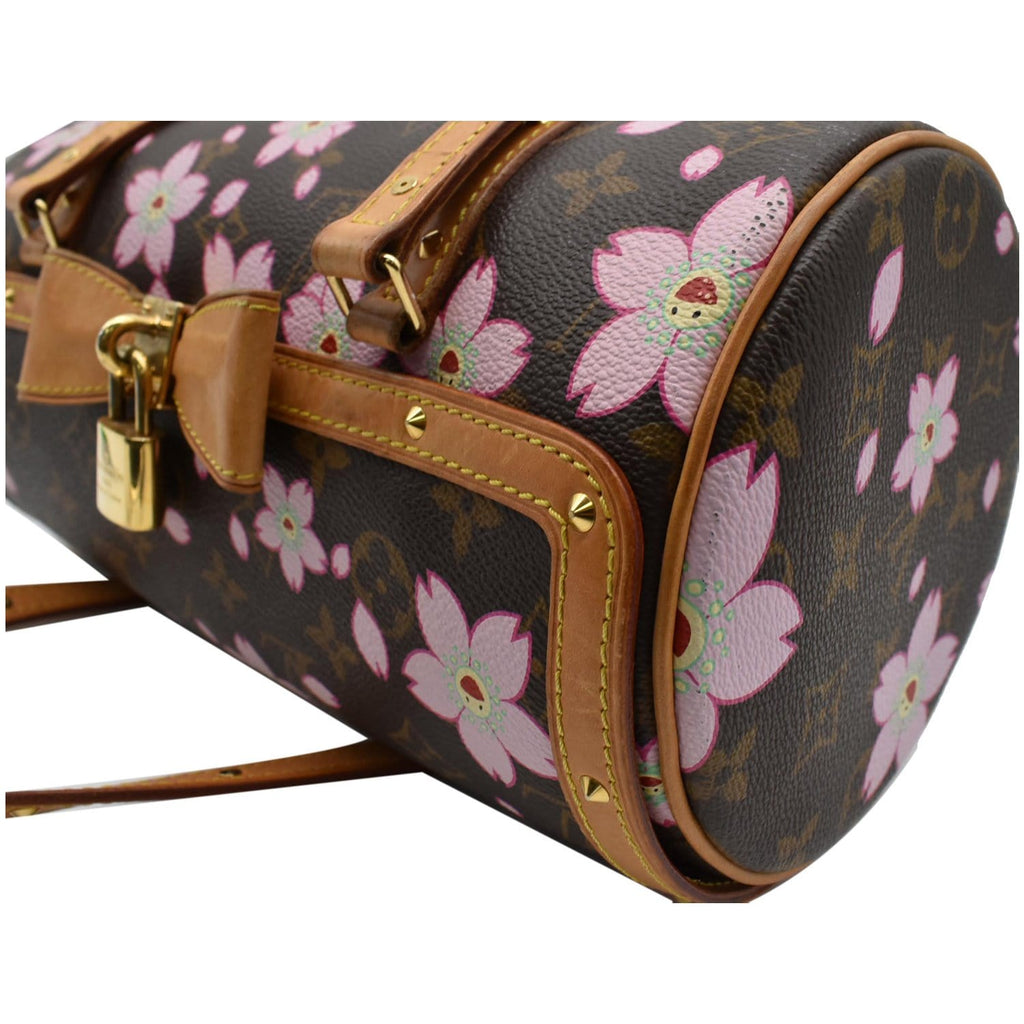 LOUIS VUITTON Papillon Monogram Cherry Blossom Tote Handbag Brown