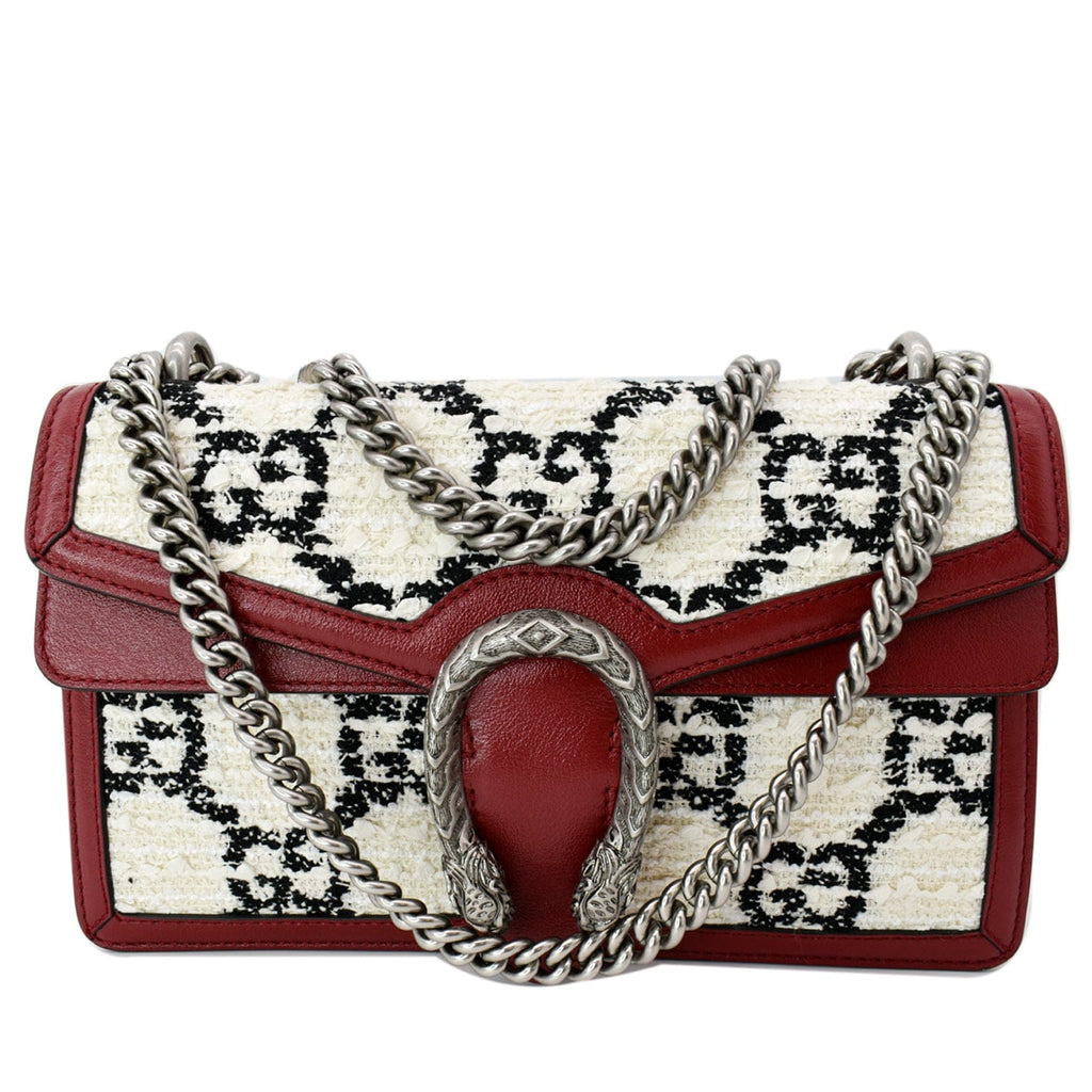 GUCCI Dionysus GG Tweed Small Shoulder Bag Cerise 400249