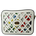 GUCCI Cutout Floral Canval Leather Shoulder Bag 550132 White
