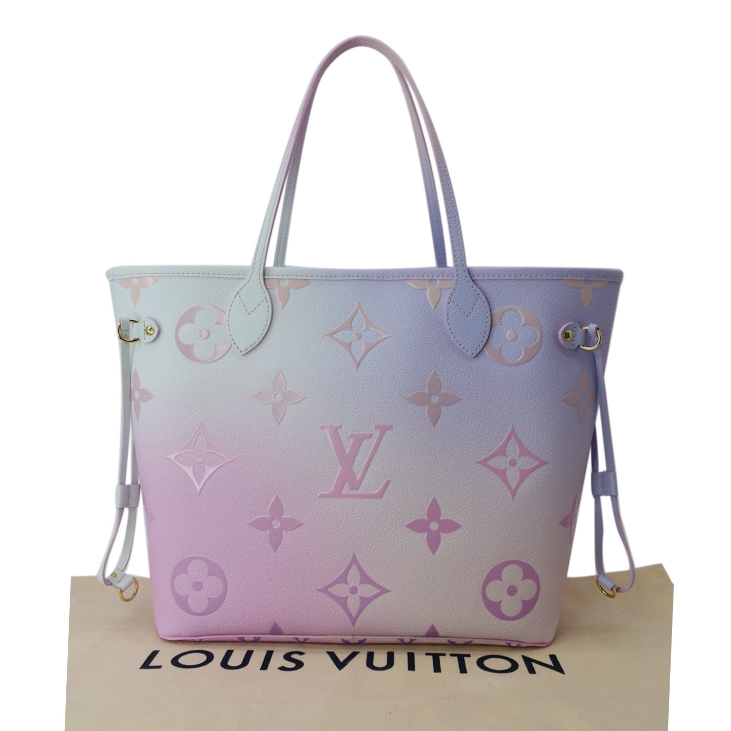 LOUIS VUITTON Neverfull MM Monogram Canvas Tote Bag Sunrise Pastel