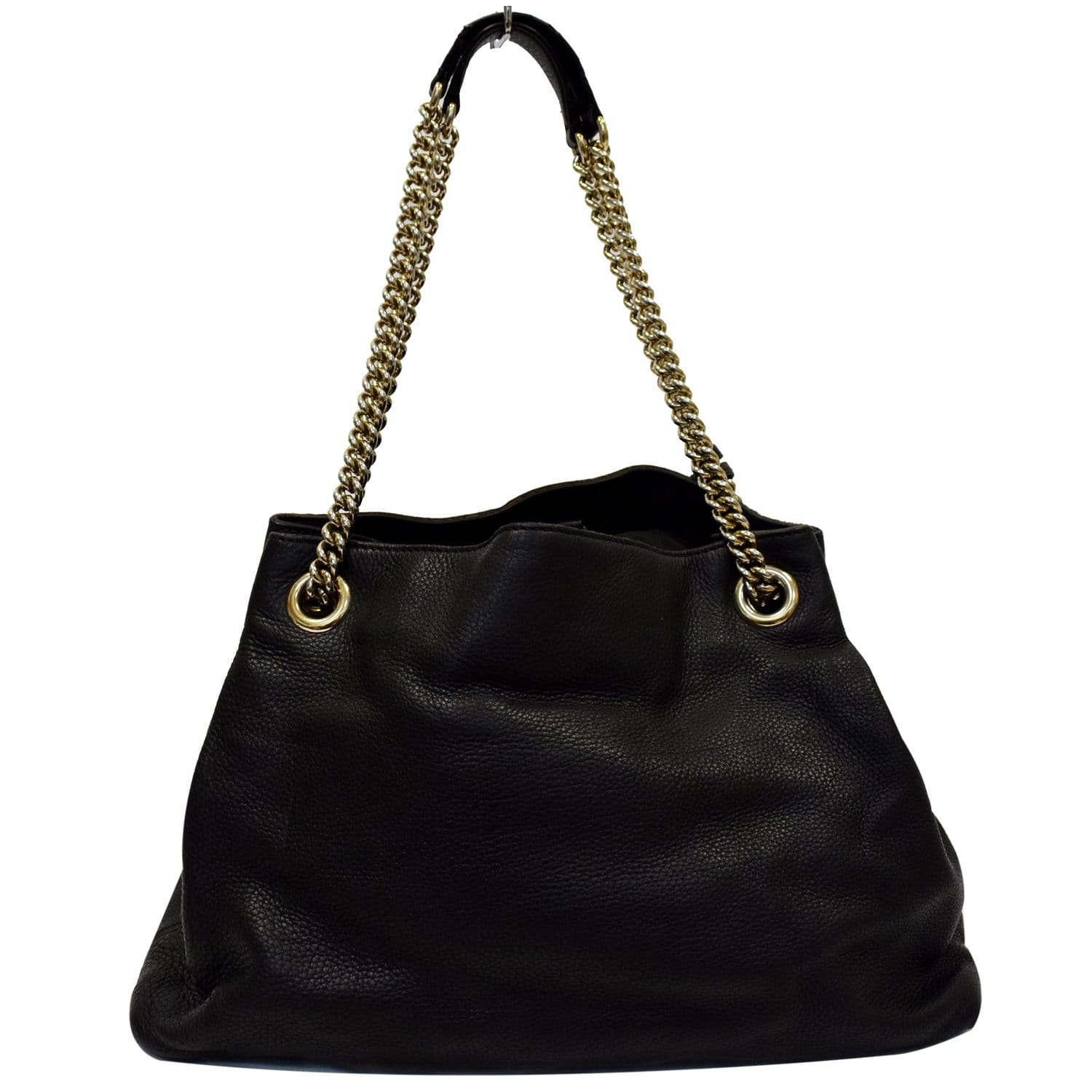 GUCCI Soho Pebbled Leather Chain Shoulder Bag 308982 Black
