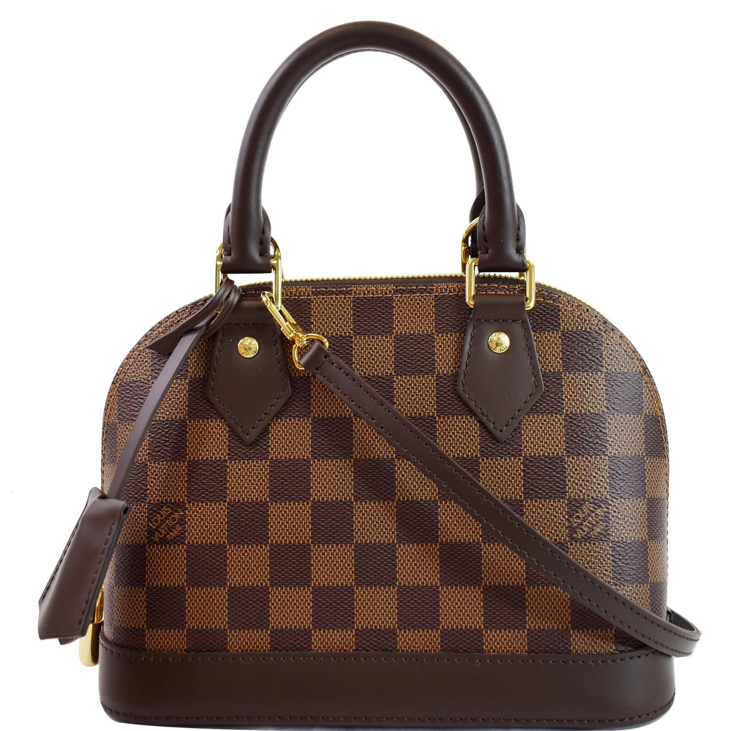 LOUIS VUITTON Alma BB Damier Ebene Shoulder Bag Brown