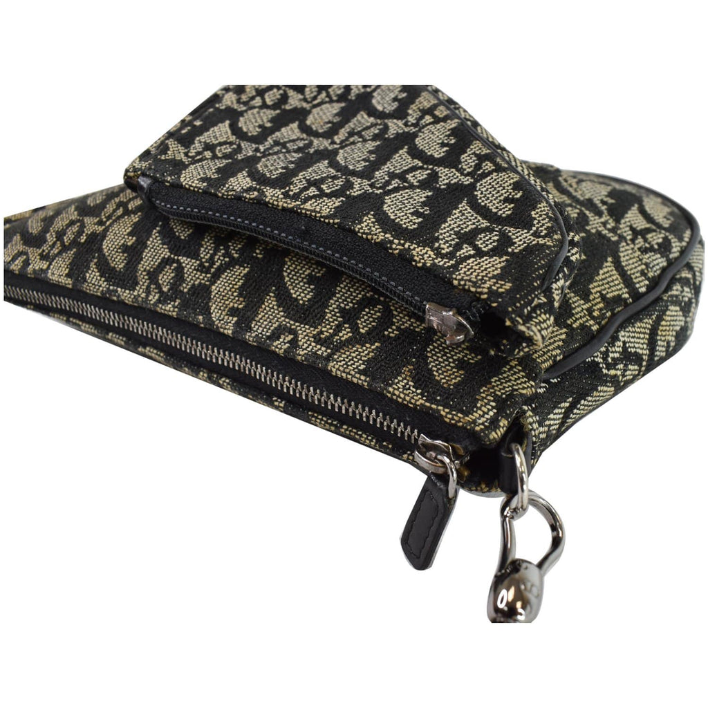 CHRISTIAN DIOR Mini Saddle Monogram Pochette Shoulder Bag Black