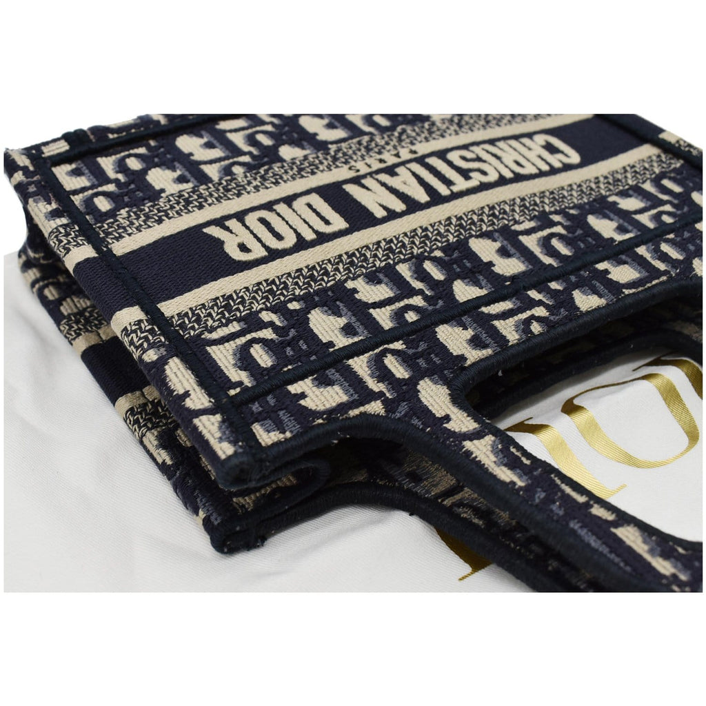 CHRISTIAN DIOR Mini Dior Book Oblique Embroidery Tote Bag Blue