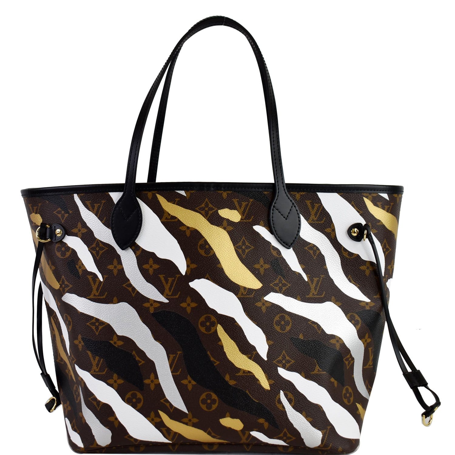 LOUIS VUITTON LVXLOL Neverfull MM Monogram Canvas Shoulder Bag Gold Silver